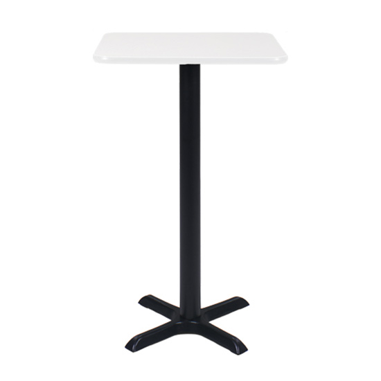 24″ Square Bar Table - White with Black Base