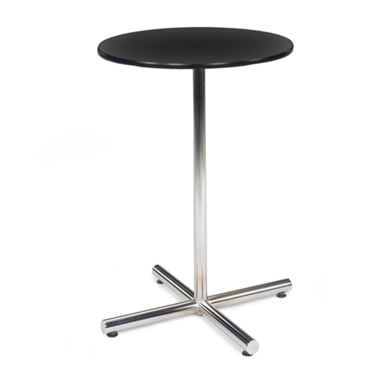 30″ Round Bar Table With Chrome Base - Black
