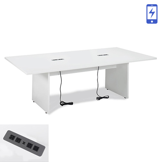 8′ White Conference Table - Charged